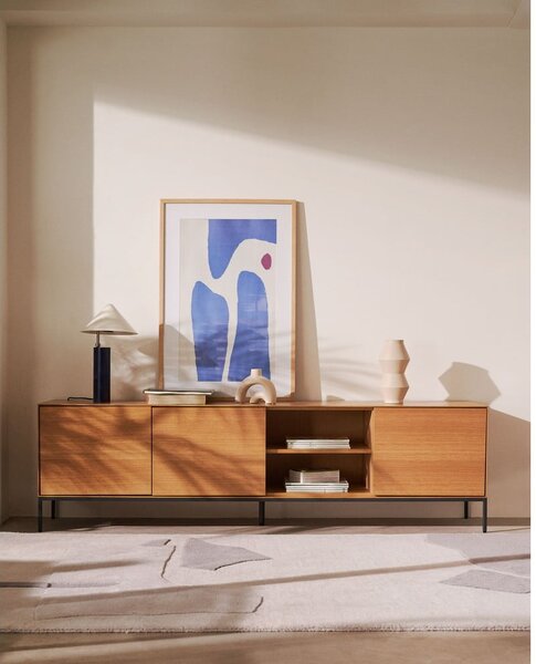 Tmavě modrá stolní lampa s kovovým stínidlem (výška 42 cm) Shiva – Kave Home
