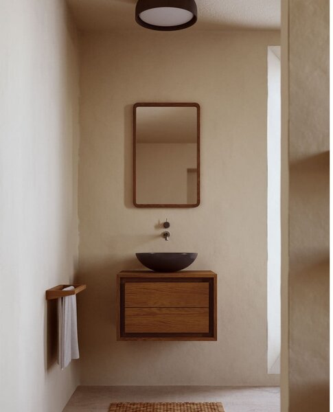Tmavě hnědá závěsná skříňka pod umyvadlo z teakového dřeva 60x40 cm Kenta – Kave Home