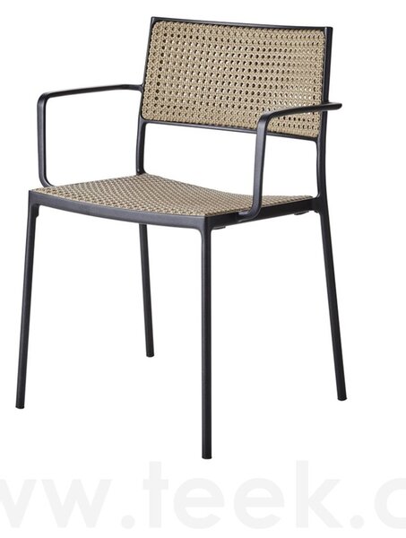 Cane-line Stohovatelné jídelní křeslo Less, Cane-line, 57x55x78 cm, hliník Lava Grey, umělý ratan Natural, (možné zakoupit v násobích 2ks)/ cena za 1ks