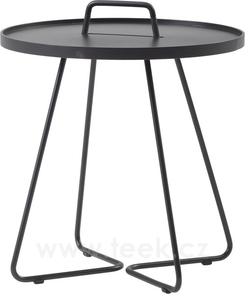Cane-line Odkládací stolek L On-the-move, Cane-line, kulatý 52x60 cm, hliník barva black