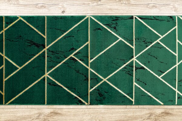 Běhoun EMERALD exkluzivní 1012 glamour, marmur, geometrický zelený/zlatý