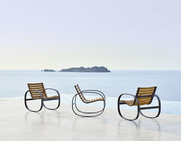 Cane-line Houpací nízké křeslo Parc, Cane-line, 63x78x75 cm, rám hliník barva lava grey, teak
