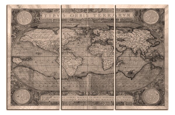Obraz na plátně - Starožitný mapa světa 1102FB (90x60 cm )