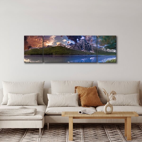 Obraz jezera a hor (170x50 cm)