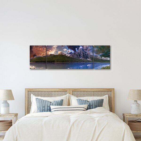 Obraz jezera a hor (170x50 cm)