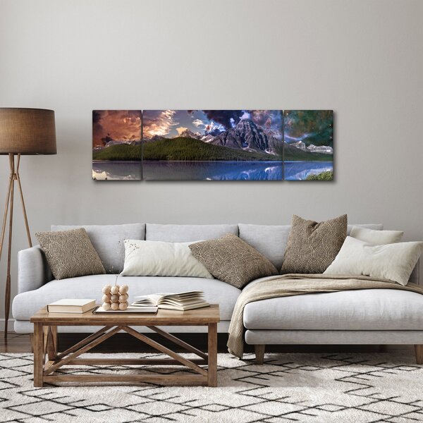 Obraz jezera a hor (170x50 cm)