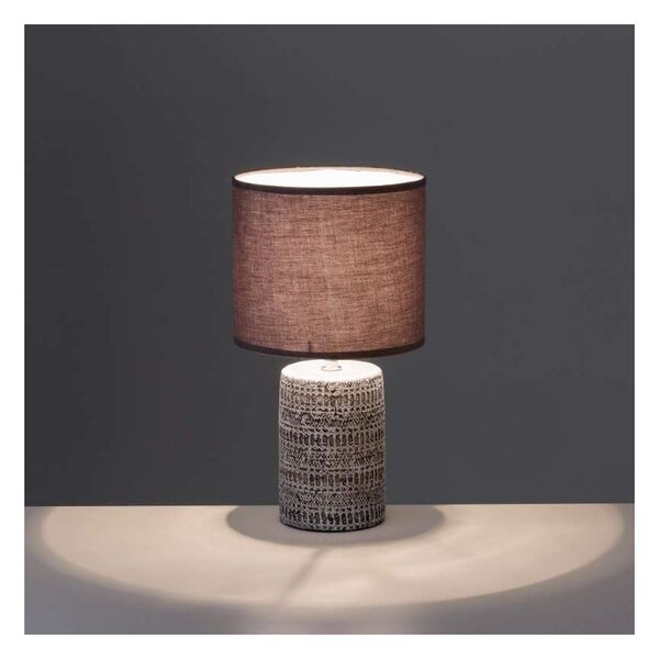 Hnědá stolní lampa s textilním stínidlem (výška 33,5 cm) – Casa Selección
