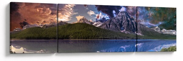 Obraz jezera a hor (170x50 cm)