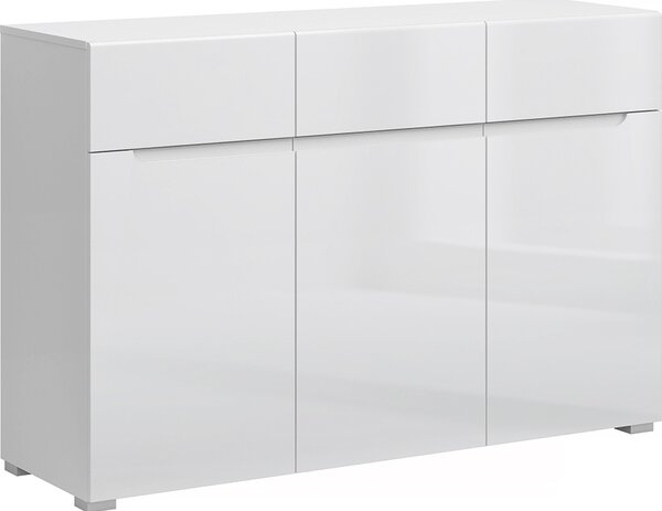 Kondela Tídveová komoda se uplíky Jolk 3D3S - bílá / bílý lesk
