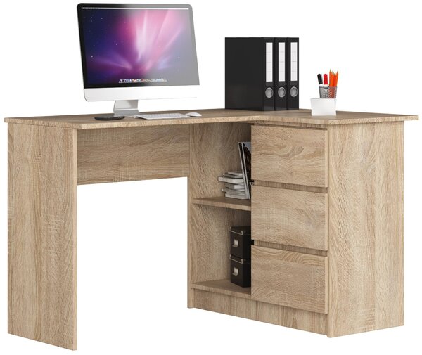 Ak furniture Rohový psací stůl B16 124 cm dub sonoma pravý