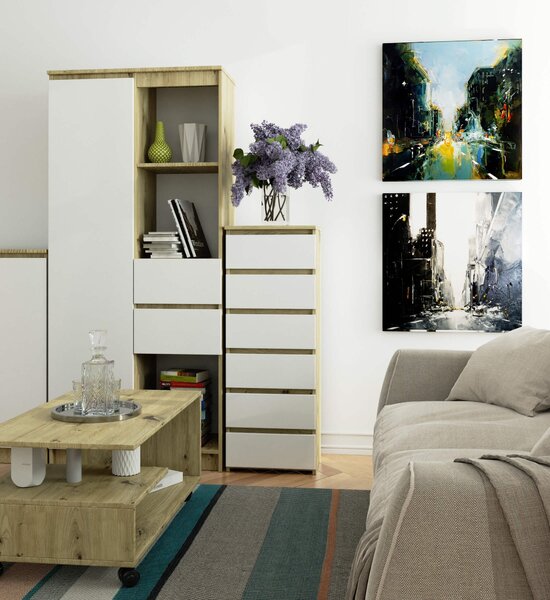 Ak furniture Komoda CL6 40 cm dub artisan/bílá