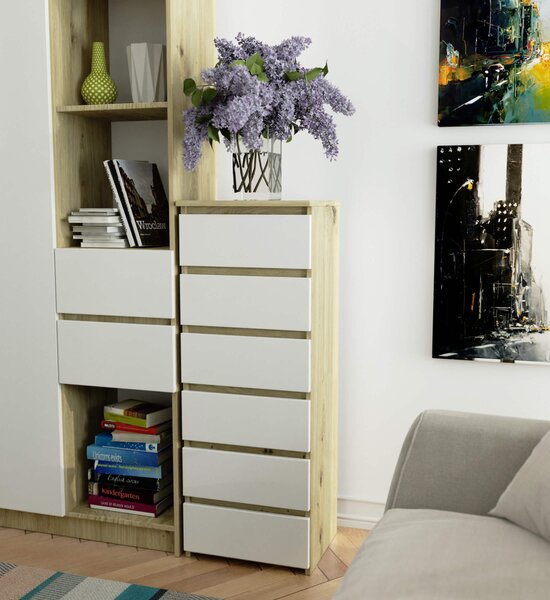 Ak furniture Komoda CL6 40 cm dub artisan/bílá