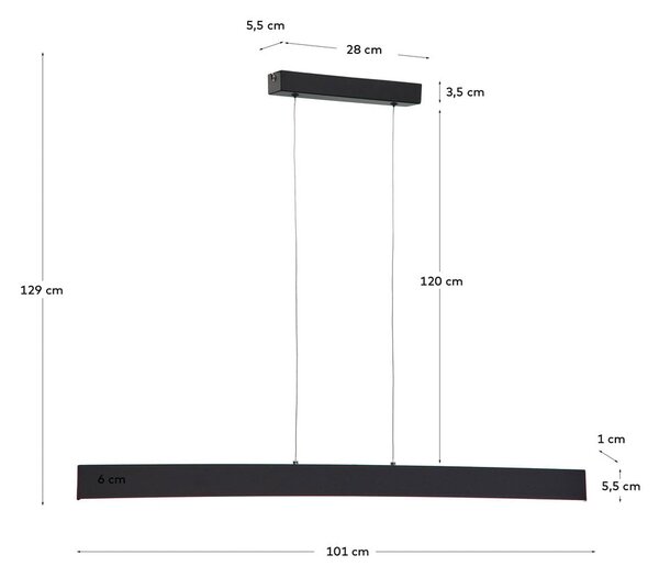 Matně černé LED stropní svítidlo 5.5x101 cm Boadella – Kave Home