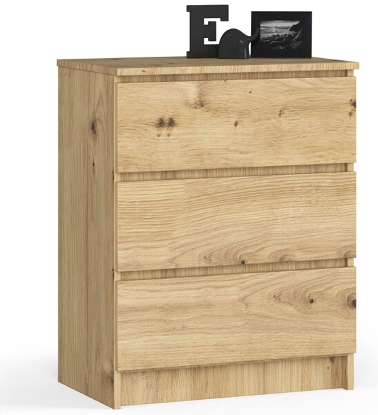 Ak furniture Komoda Kuba 60 cm - 3 šuplíky dub artisan