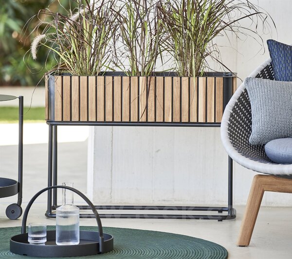 Cane-line Venkovní květináč, Cane-line, 83x28x62 cm, rám hliník barva lava grey, teak