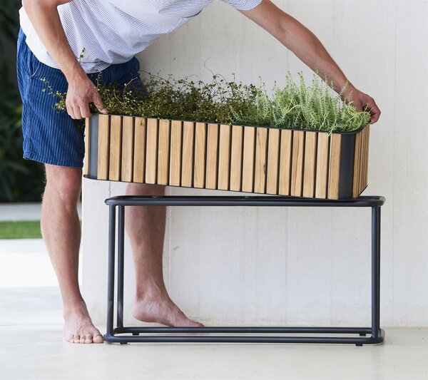Cane-line Venkovní květináč, Cane-line, 83x28x62 cm, rám hliník barva lava grey, teak