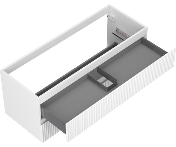 Mexen Rivel, koupelnová skříňka pod umyvadlo 120 cm, 2 zásuvky, drážkovaná, bílá matná, 91A20-12047-2-BFF01