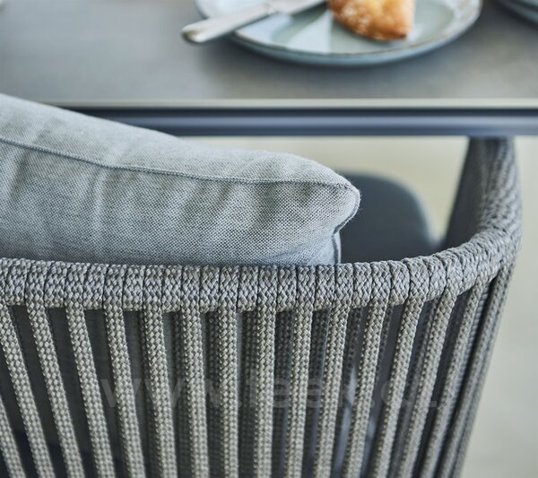 Cane-line Stohovatelné jídelní křeslo Moments, Cane-line, 57x57x76 cm, rám kov, výplet lanko Soft Rope grey, bez sedáků, lze koupit jen po 2ks