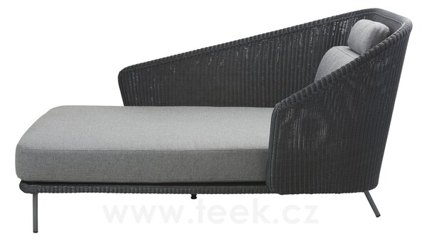 Cane-line Denní postel/relaxační díl pravostranný Mega, Cane-line, 128x180x91 cm, rám kov, výplet umělý ratan barva graphite, sedáky venkovní látka SoftTouch grey