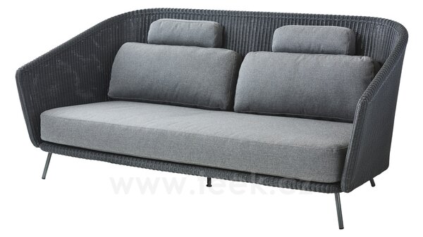 Cane-line 2-místná pohovka Mega, Cane-line, 203x91x103 cm, rám kov, výplet umělý ratan barva graphite, sedáky venkovní látka SoftTouch grey