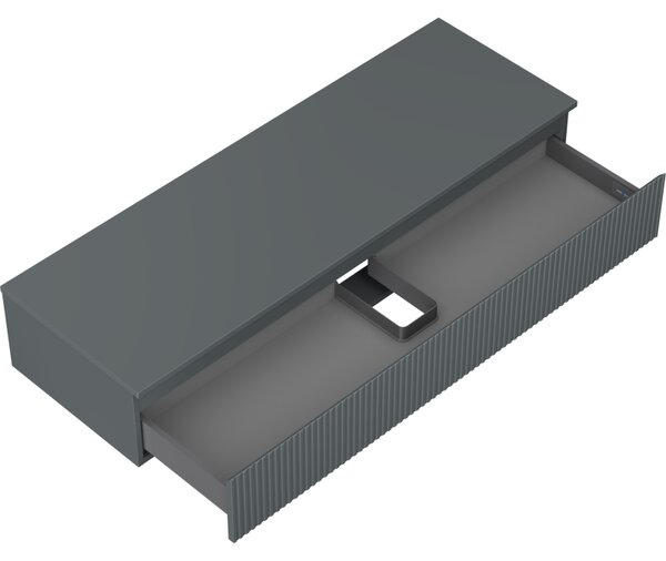 Mexen Rivel, koupelnová skříňka pod umyvadlo 140 cm s horní deskou, 1 zásuvka, drážkovaná, grafit matná - 91A20-14023-1-BFC66