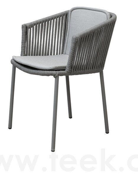 Cane-line Stohovatelné jídelní křeslo Moments, Cane-line, 57x57x76 cm, rám kov, výplet lanko Soft Rope grey, bez sedáků, lze koupit jen po 2ks