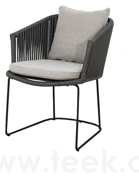 Cane-line Jídelní křeslo Moments, Cane-line, 58x62x76 cm, rám kov, výplet lanko Soft Rope dark grey, bez sedáků, lze koupit jen po 2ks