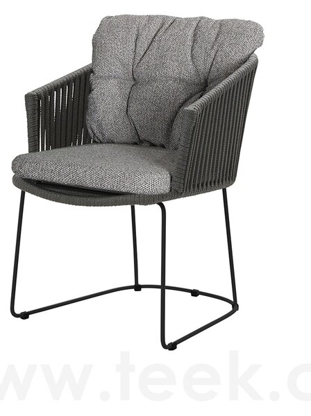 Cane-line Jídelní křeslo Moments, Cane-line, 58x62x76 cm, rám kov, výplet lanko Soft Rope dark grey, bez sedáků, lze koupit jen po 2ks