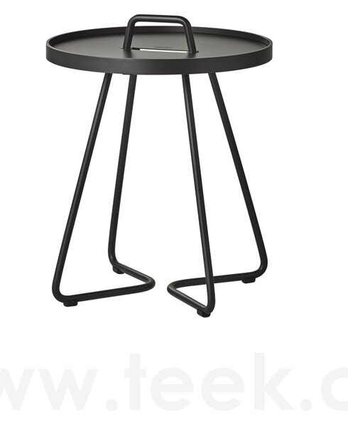 Cane-line Odkládací stolek XS On-the-move, Cane-line, kulatý 37x47 cm, hliník barva black