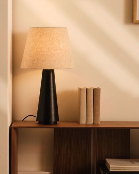 Černo-béžová stolní lampa s textilním stínidlem (výška 60 cm) Torrent – Kave Home
