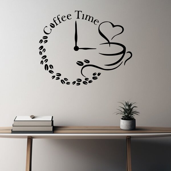 Živá Zeď Samolepka Čas na kávu hodiny Barva: černá