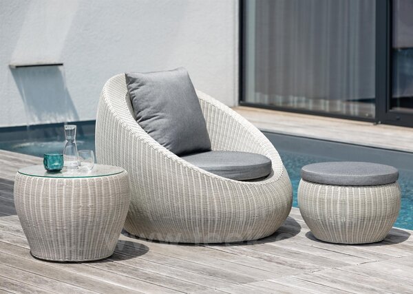 Stern Nízké křeslo Anny, Stern, 110x107x84 cm, umělý ratan šedý (basalt grey), sedáky 100% polyakryl šedý (silk grey)