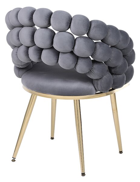 Velaco Velurové křeslo ATRIA Bubble, tmavě šedé/zlaté