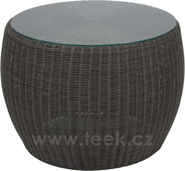 Stern Konferenční stolek Anny, Stern, kulatý prům. 58x42 cm, umělý ratan šedý (basalt grey), deska sklo