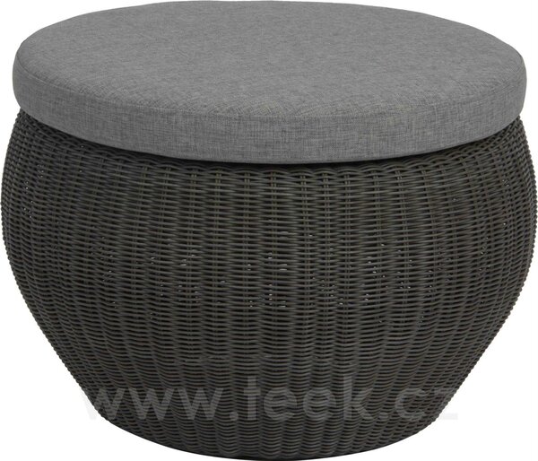 Stern Podnožka Anny, Stern, kulatá prům. 54x32 cm, umělý ratan šedý (basalt grey), sedák 100% polyakryl šedý (silk grey)