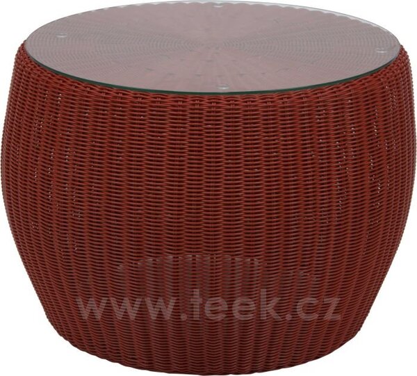 Stern Konferenční stolek Anny, Stern, kulatý prům. 58x42 cm, umělý ratan šedý (basalt grey), deska sklo