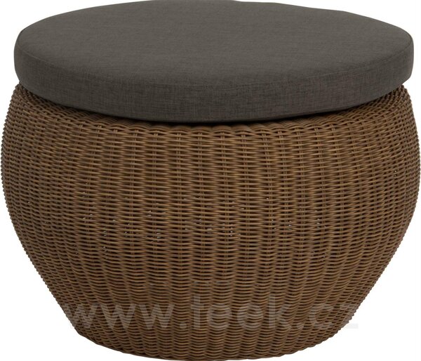 Stern Podnožka Anny, Stern, kulatá prům. 54x32 cm, umělý ratan šedý (basalt grey), sedák 100% polyakryl šedý (silk grey)