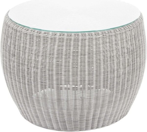 Stern Konferenční stolek Anny, Stern, kulatý prům. 58x42 cm, umělý ratan šedý (basalt grey), deska sklo