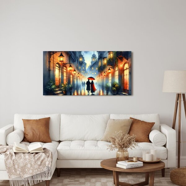 Obraz ulička zalitá světlem lamp