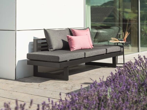 Stern Sofa/lehátko New Holly, Stern, 216x80x68 cm, rám lakovaný hliník šedočerný (anthracite), výplet textilen žíhaný černý (carbon), sedáky 100% polyakryl šedý (silk grey)
