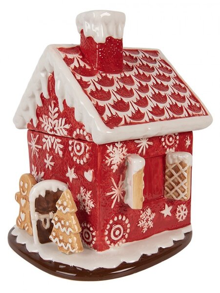 Červená keramická dóza perníková chaloupka - Ø 22*28 cm - Clayre & Eef