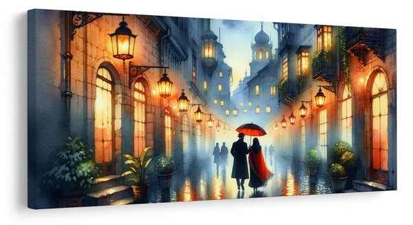 Obraz ulička zalitá světlem lamp