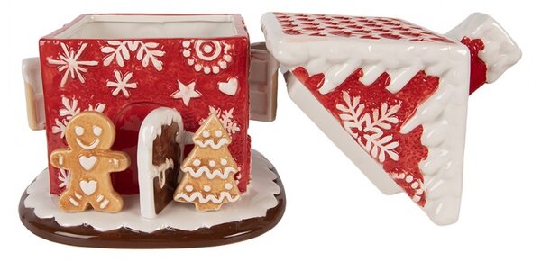 Červená keramická dóza perníková chaloupka - Ø 22*28 cm - Clayre & Eef