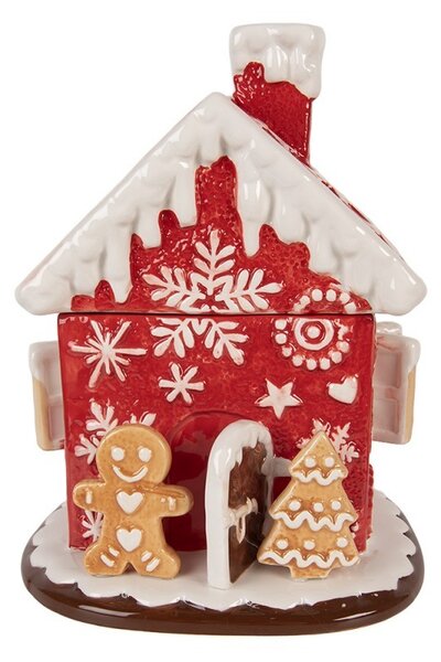 Červená keramická dóza perníková chaloupka - Ø 22*28 cm - Clayre & Eef