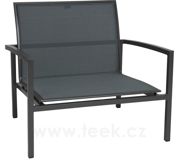 Stern Hliníkové nízké křeslo Skelby, Stern, 89x81x80 cm, rám lakovaný hliník šedočerný (anthracite), výplet textilen žíhaný černý (carbon)