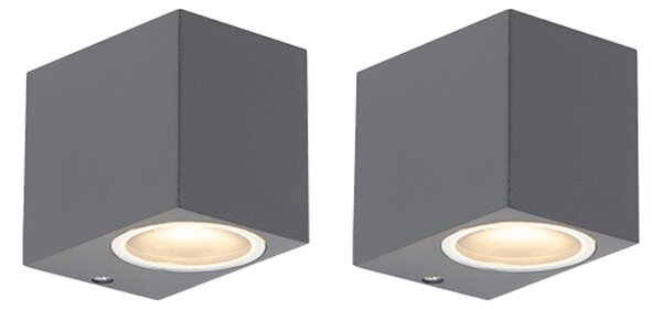 Sada 2 moderních nástěnných lamp tmavě šedých IP44 - Baleno