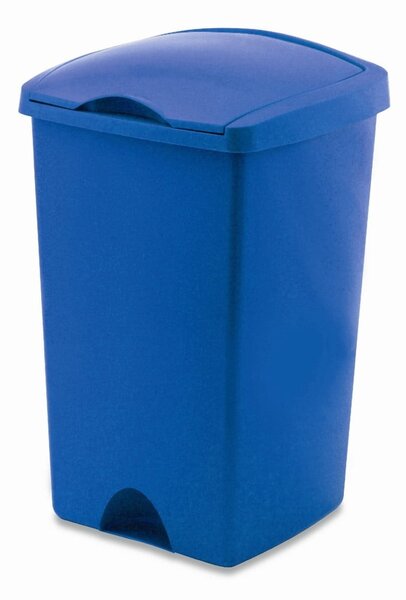 Modrý odpadkový koš s víkem Addis Lift, 50 l