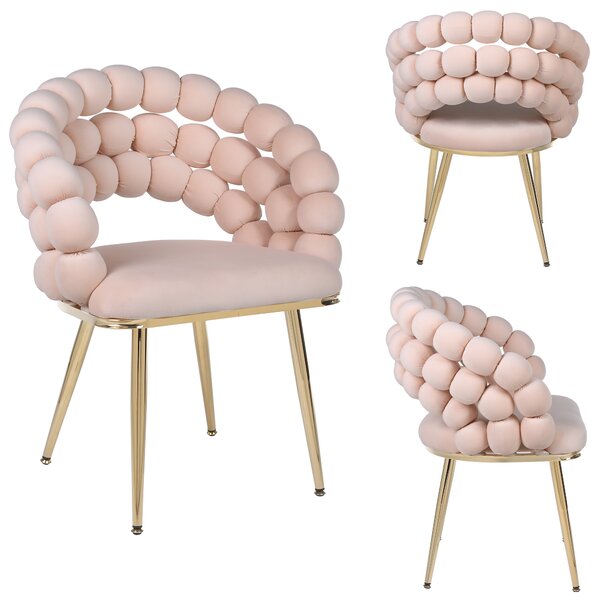 Velaco Velurové křeslo ATRIA Bubble, ecru/zlaté