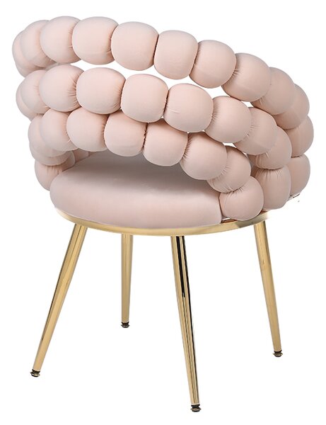 Velaco Velurové křeslo ATRIA Bubble, ecru/zlaté
