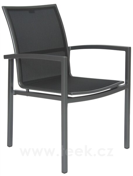 Stern Stohovatelné jídelní křeslo Skelby, Stern, 57,5x66x89 cm, rám lakovaný hliník šedočerný (anthracite), výplet textilen žíhaný černý (carbon)